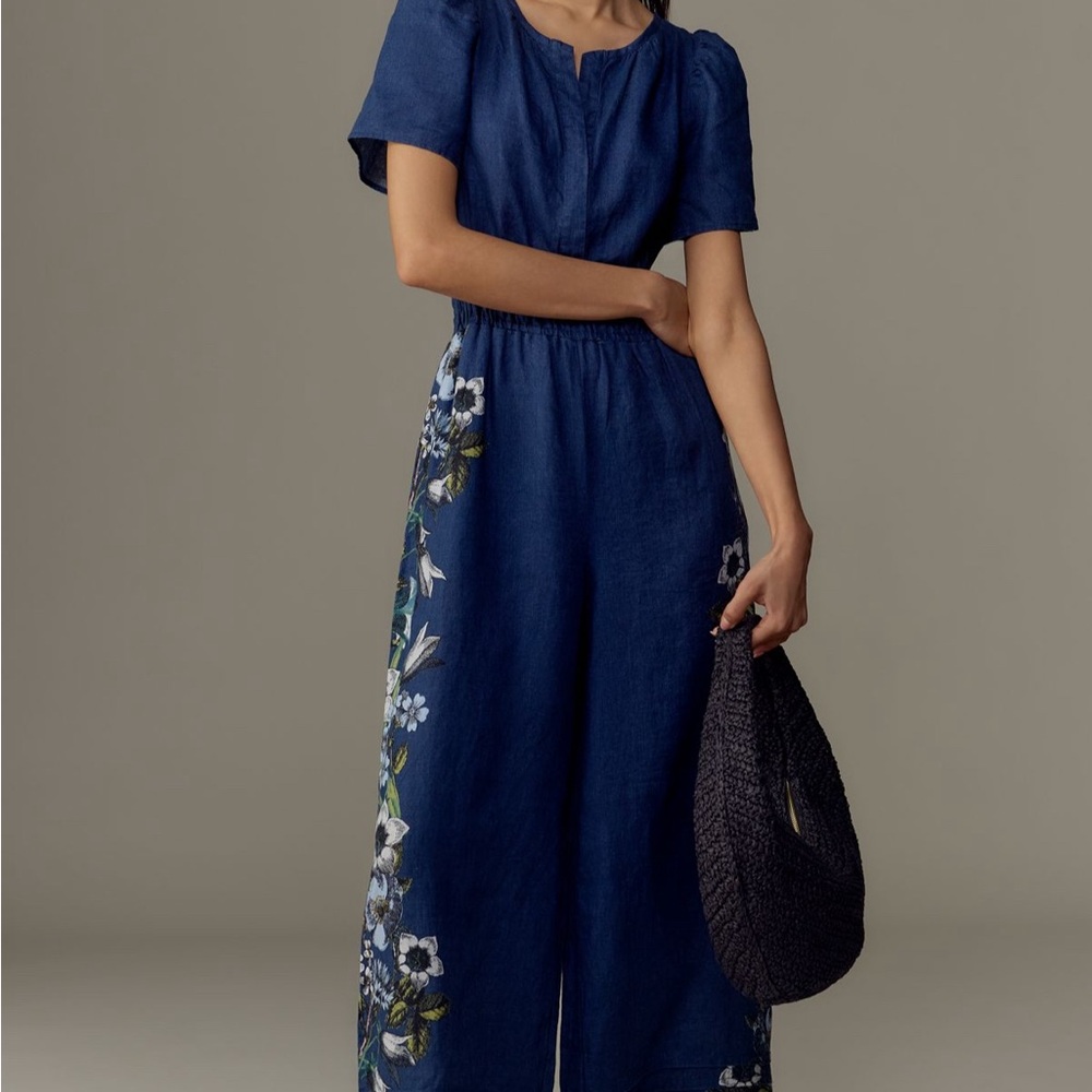 Anthropologie Somerset Linen Jumpsuit NWT Size Small